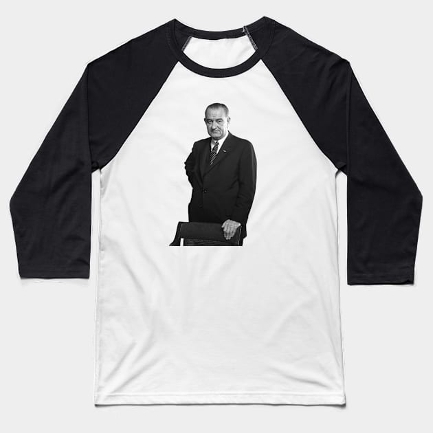 Lyndon B. Johnson Portrait Baseball T-Shirt by warishellstore